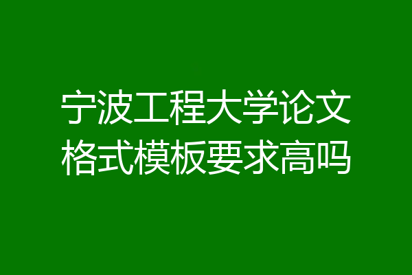 宁波工程大学论文格式模板要求高吗