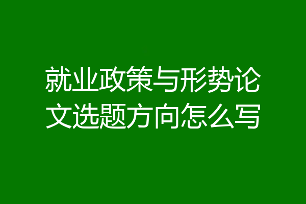 就业政策与形势论文选题方向怎么写