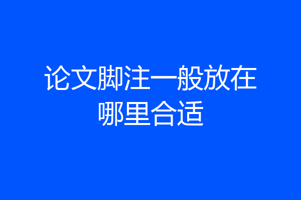 论文脚注一般放在哪里合适