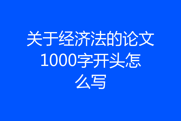 关于经济法的论文1000字开头怎么写
