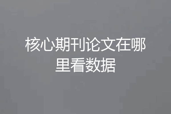 核心期刊论文在哪里看数据