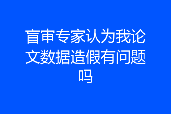 盲审专家认为我论文数据造假有问题吗