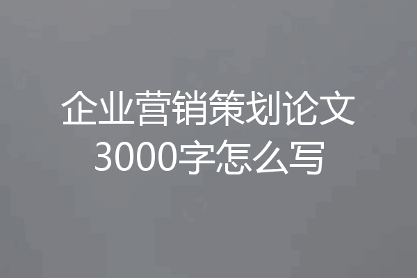 企业营销策划论文3000字怎么写