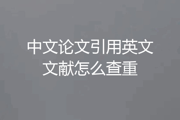 中文论文引用英文文献怎么查重