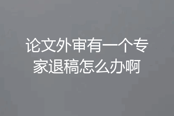 论文外审有一个专家退稿怎么办啊