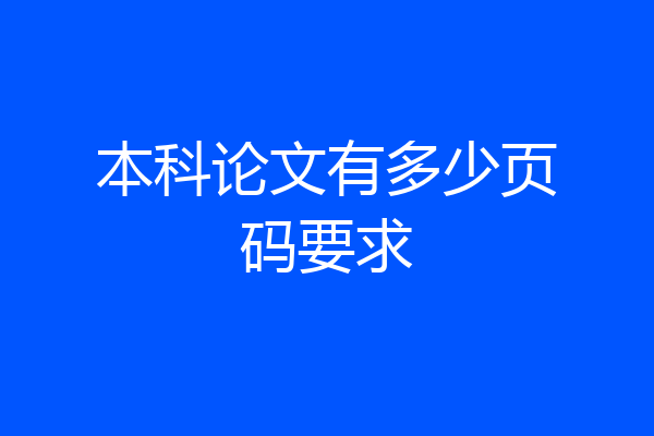 本科论文有多少页码要求