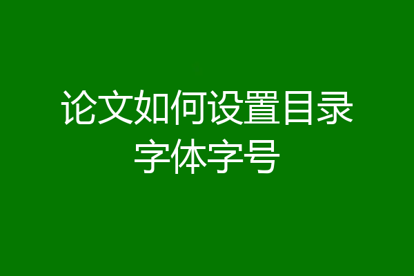 论文如何设置目录字体字号