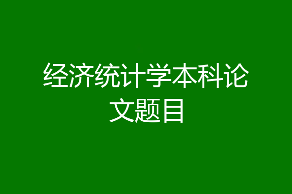 经济统计学本科论文题目