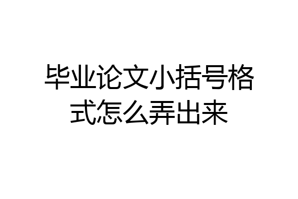 毕业论文小括号格式怎么弄出来