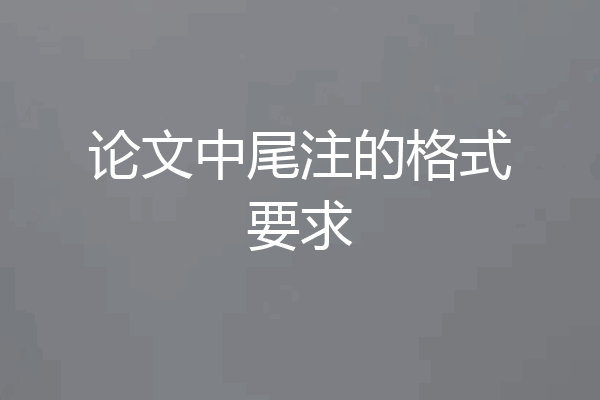 论文中尾注的格式要求