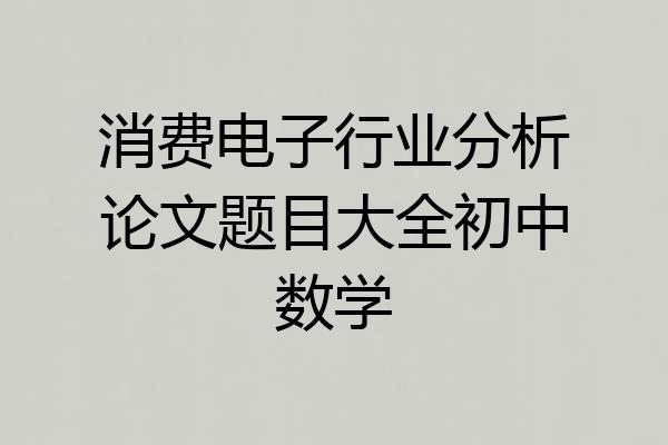 消费电子行业分析论文题目大全初中数学