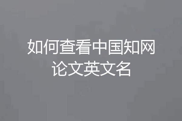如何查看中国知网论文英文名