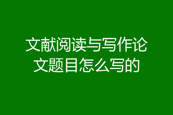 文献阅读与写作论文题目怎么写的