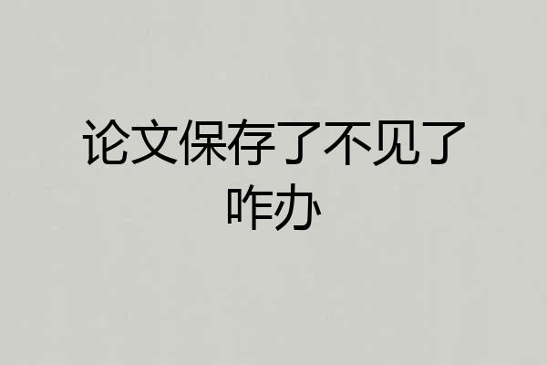 论文保存了不见了咋办