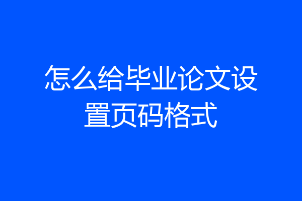 怎么给毕业论文设置页码格式
