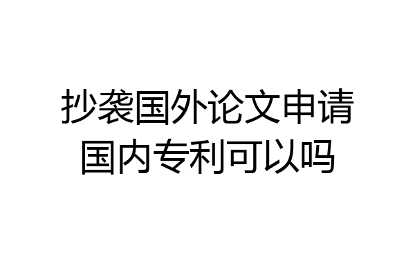 抄袭国外论文申请国内专利可以吗