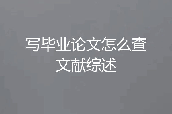 写毕业论文怎么查文献综述