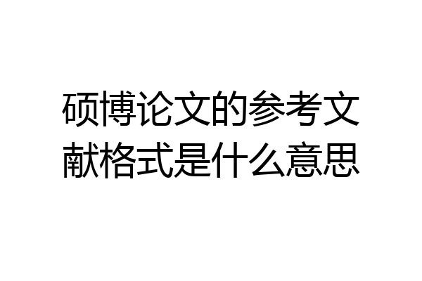硕博论文的参考文献格式是什么意思