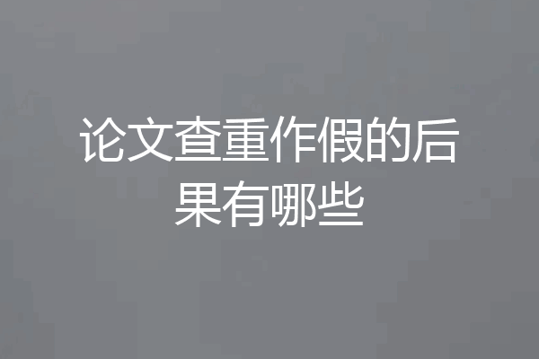 论文查重作假的后果有哪些