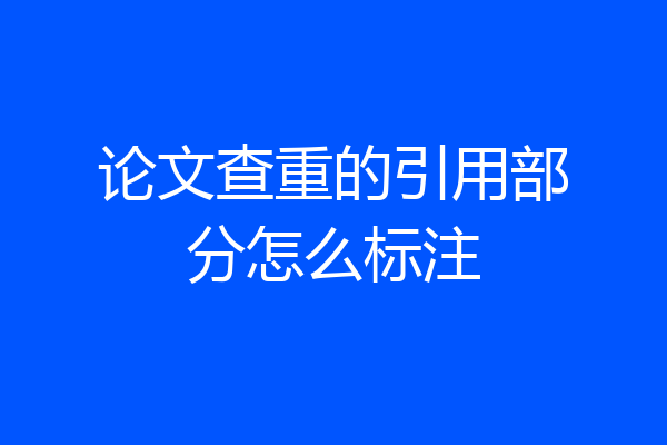 论文查重的引用部分怎么标注