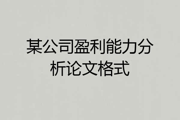 某公司盈利能力分析论文格式