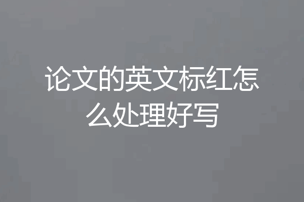 论文的英文标红怎么处理好写