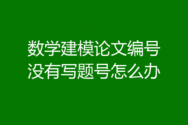 数学建模论文编号没有写题号怎么办
