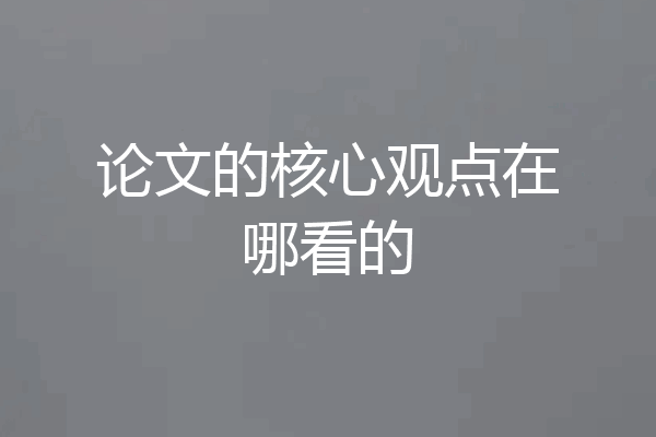 论文的核心观点在哪看的