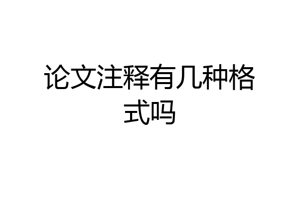 论文注释有几种格式吗