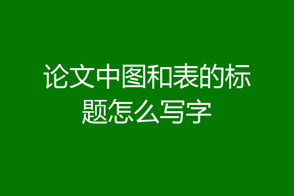 论文中图和表的标题怎么写字