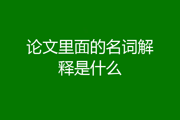 论文里面的名词解释是什么