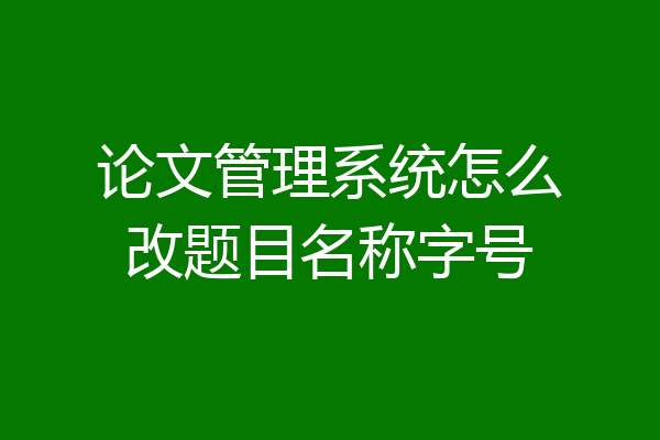 论文管理系统怎么改题目名称字号