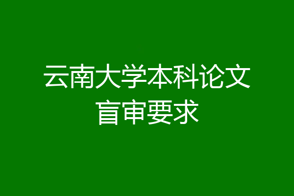 云南大学本科论文盲审要求