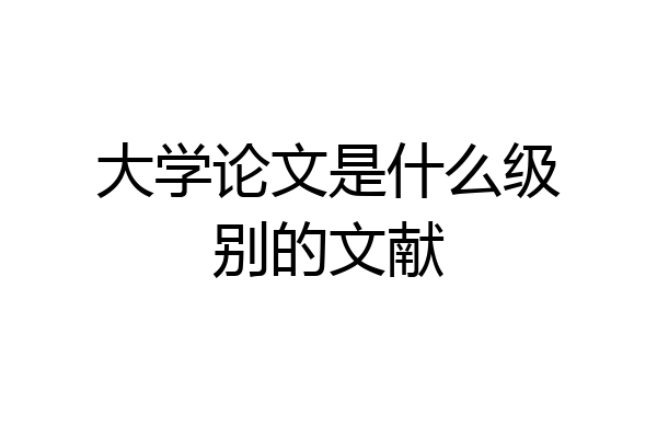 大学论文是什么级别的文献