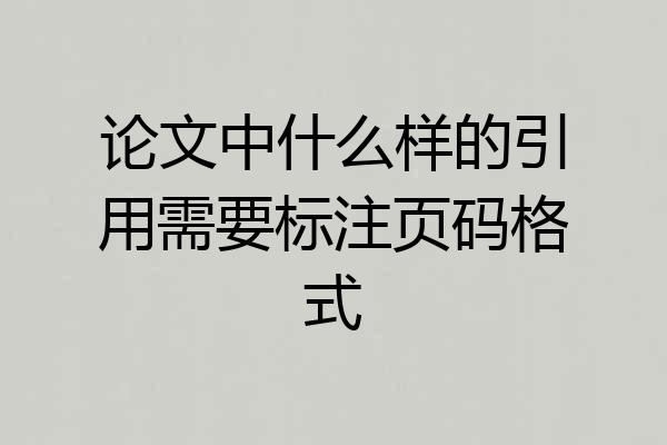 论文中什么样的引用需要标注页码格式