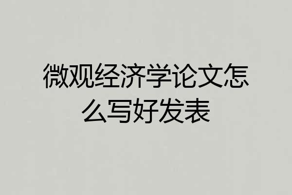 微观经济学论文怎么写好发表
