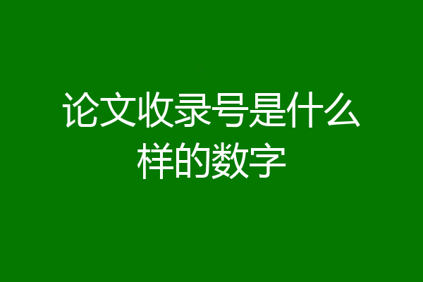 论文收录号是什么样的数字