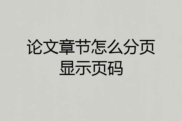 论文章节怎么分页显示页码