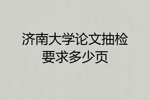 济南大学论文抽检要求多少页
