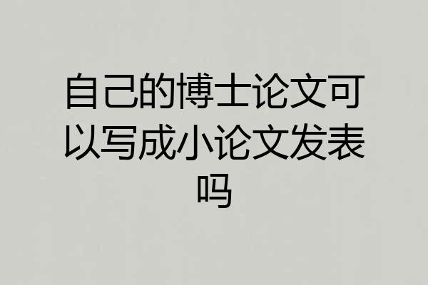 自己的博士论文可以写成小论文发表吗
