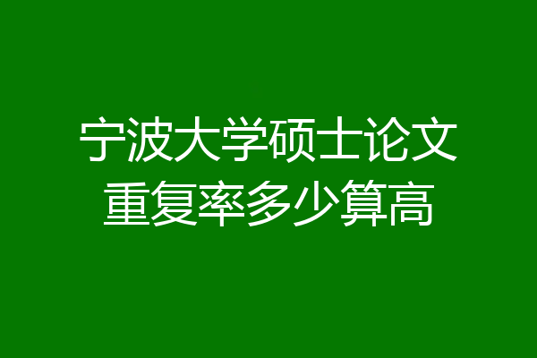 宁波大学硕士论文重复率多少算高