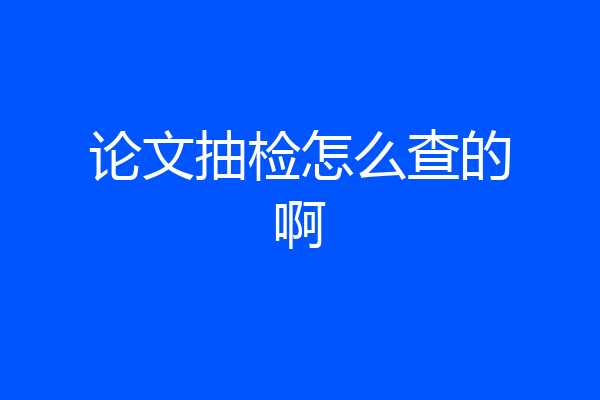 论文抽检怎么查的啊