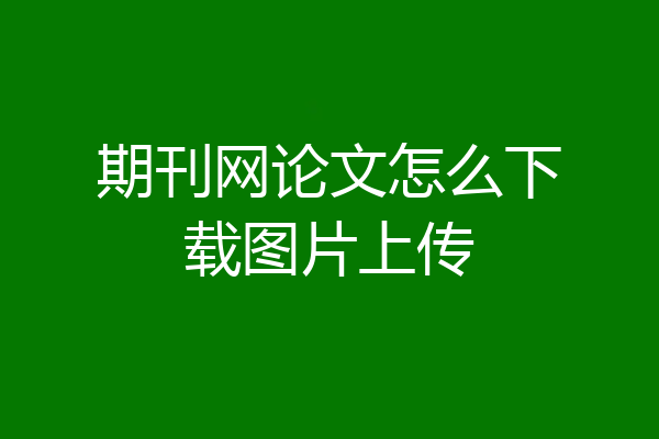 期刊网论文怎么下载图片上传