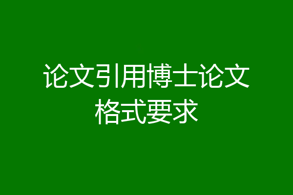 论文引用博士论文格式要求