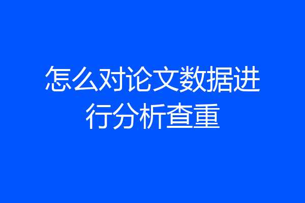 怎么对论文数据进行分析查重