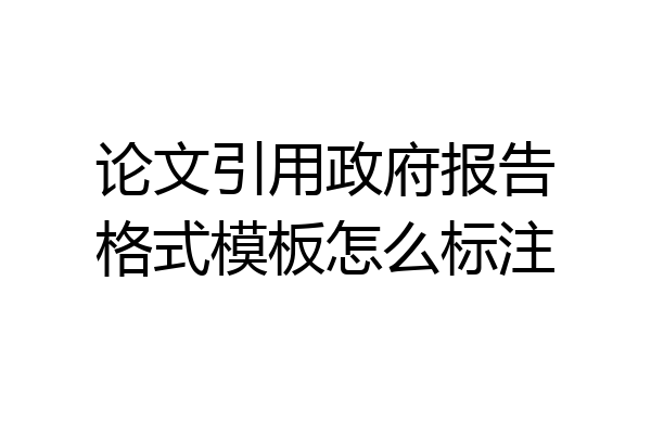 论文引用政府报告格式模板怎么标注