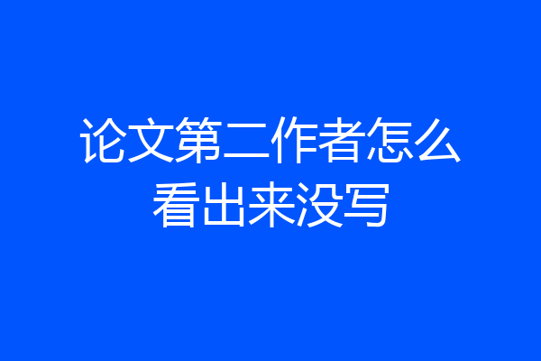 论文第二作者怎么看出来没写