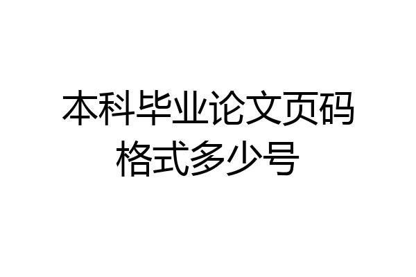 本科毕业论文页码格式多少号