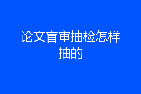 论文盲审抽检怎样抽的