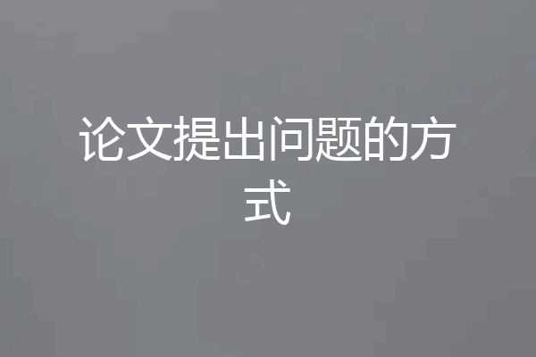 论文提出问题的方式